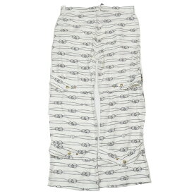 【中古】未使用 23AW LOUIS VUITTON ルイヴィトン ノーティカル マリンノット シルク ワイド パンツ ベルト LVロゴ 金ボタン 総柄 40 ホワイト レディース Luxs ブランド古着のリュクス