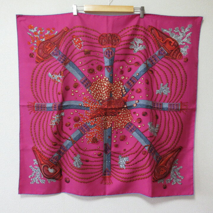 楽天市場】【中古】美品 HERMES エルメス カレ90 CHEMINS DE CORAIL 