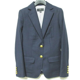 【中古】美品 J.CREW ジェイクルー 金ボタン 紺ブレ ブレザー テーラードジャケット OOP ネイビー レディース Luxs ブランド古着のリュクス