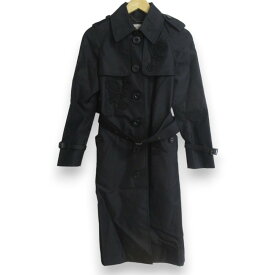 【楽天スーパーSALE50%OFF】【中古】美品 COACH コーチ Embellished Trench Coat フラワー刺繍 エルボーパッチ ベルテッド トレンチコート 38429 サイズ2 ブラック レディース Luxs ブランド古着のリュクス