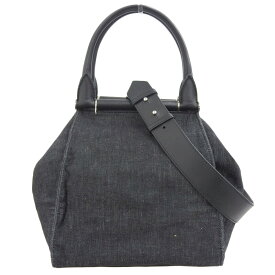 【中古】美品 Max Mara マックスマーラ アニータ 2way ハンドバッグ ショルダーバッグ インディゴ ブラック レディース Luxs ブランド古着のリュクス