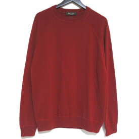 【クーポン+P2倍 1/9〜1/16】【中古】美品 Loro Piana ロロピアーナ カシミヤ100% 長袖 ラグランスリーブ ニット セーター 52サイズ レッド メンズ Luxs ブランド古着のリュクス
