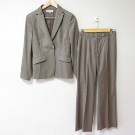 【中古】美品 Brooks Brothers ブルックスブラザーズ ストレッチ シングルジャケット パンツ スーツ セットアップ 9号/7号 グレージュ レディース Luxs ブランド古着のリュクス