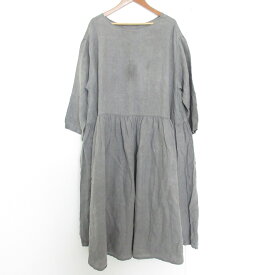 【中古】 22SS nest Robe ネストローブ 天然染め 切り替えギャザーワンピース 01221-1162 サイズF グレー レディース Luxs ブランド古着のリュクス