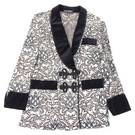 【中古】未使用 DOLCE&GABBANA ドルチェ&ガッバーナ ボタニカル柄 オーガンジー テーラードジャケット タキシード 46 シルバー×ブラック レディース Luxs ブランド古着のリュクス