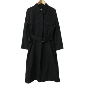 【中古】美品 22SS MARGARET HOWELL マーガレットハウエルMATT COTTON TWILL ベルト付き 長袖 ワンピース 578-2158001 サイズ1 ブラック レディース Luxs ブランド古着のリュクス