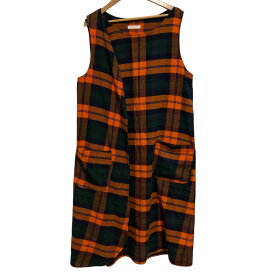 【中古】美品 ENGINEERED GARMENTS エンジニアードガーメンツ チェック柄 ネル生地 ノースリーブラップワンピース オレンジ レディース Luxs ブランド古着のリュクス