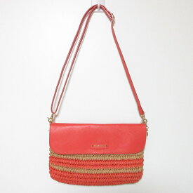 【中古】 BURBERRY BLUE LABEL バーバリーブルーレーベル ストロー レザーコンビ ショルダーバッグ サーモンピンク レディース Luxs ブランド古着のリュクス