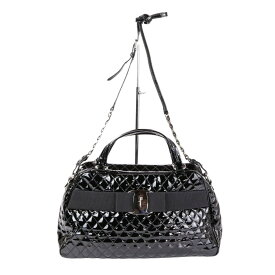 【中古】美品 Salvatore Ferragamo サルヴァトーレフェラガモ ヴァラリボン キルティング パテント 2wayショルダーバッグ ブラック レディース Luxs ブランド古着のリュクス