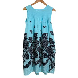 【中古】美品 Haat ISSEY MIYAKE イッセイミヤケハート 総柄 ノースリーブワンピース 2 ライトブルー レディース Luxs ブランド古着のリュクス