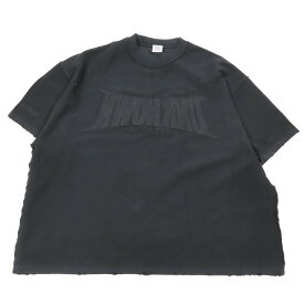 【中古】新品同様 23SS VETEMENTS ヴェトモン Mirrored Writing Big Size TShirt ダメージ加工 スウェット 半袖 カットソー XS ブラック メンズ Luxs ブランド古着のリュクス