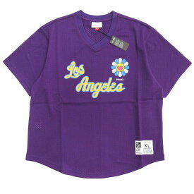 【中古】未使用 Complexcon × TM/KK コンプレックスコン 村上隆 フラワー お花 メッシュ バスケットボール レイカーズ Tシャツ カットソー 紫 メンズ Luxs ブランド古着のリュクス