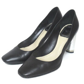 【中古】美品 Christian Dior クリスチャンディオール SAVANE レザー ハイヒール パンプス 35.5D 22.5cm相当 ブラック×シルバーカラー レディース Luxs ブランド古着のリュクス