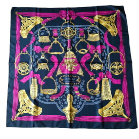 【中古】良品 HERMES エルメス ETRIERS カレ90 大判 シルクスカーフ マルチカラー レディース Luxs ブランド古着のリュクス