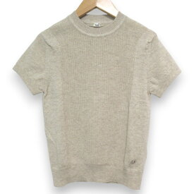 【中古】美品 24SS HERMES エルメス カシミヤ100％ サークルロゴ金具 半袖 クルーネック ニット セーター 4E2600D1 サイズ34 グレージュ系 レディース Luxs ブランド古着のリュクス