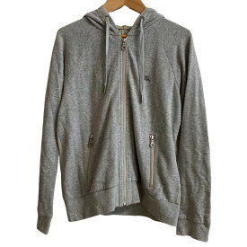 【中古】美品 BURBERRY BLUE LABEL バーバリーブルーレーベル ラメ ジップアップ パーカー フーディー サイズ38 グレー レディース Luxs ブランド古着のリュクス