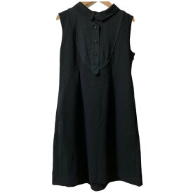 【中古】美品 FOXEY フォクシー ノースリーブ ひざ丈 フレア ワンピース 26536 40サイズ ブラック レディース Luxs ブランド古着のリュクス