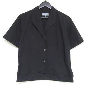 【中古】良品 24SS MARGARET HOWELL マーガレットハウエル コットンシルク ショートスリーブ シャツジャケット 578-4152003 サイズ1 ブラック レディース Luxs ブランド古着のリュクス