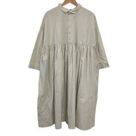【中古】良品 nest Robe ネストローブ コットンギャザーロングワンピース サイズF ライトグレー レディース Luxs ブランド古着のリュクス