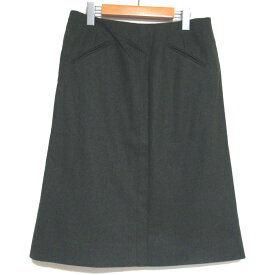 【中古】美品 HERMES エルメス ウールカシミヤ ひざ丈 スカート サイズ40 グリーン レディース Luxs ブランド古着のリュクス