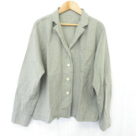 【中古】美品 MARGARET HOWELL マーガレットハウエル 長袖 オープンカラーシャツ サイズ2 グレー レディース Luxs ブランド古着のリュクス