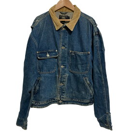 【中古】良品 RRL ダブルアールエル ラルフローレン 三つ星タグ 90s USA製 カバーオール デニムジャケット L インディゴブルー メンズ Luxs ブランド古着のリュクス