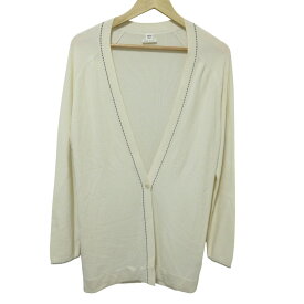 【中古】良品 HERMES エルメス ステッチ ロングニット カーディガン 36 オフホワイト レディース Luxs ブランド古着のリュクス