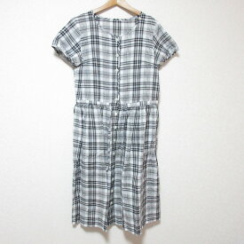 【中古】良品 Mademoiselle NON NON マドモアゼル ノンノン 半袖 チェックシャツワンピース M ブラック ホワイト レディース Luxs ブランド古着のリュクス