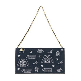 【中古】美品 CHANEL シャネル アイコンライン チェーン ワンショルダーバッグ ブラック ゴールドカラー金具 レディース Luxs ブランド古着のリュクス