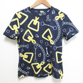 【中古】美品 24AW HERMES エルメス カレイドスコープ エフェクト Tシャツ 4H4648DH サイズ40 ネイビー レディース Luxs ブランド古着のリュクス