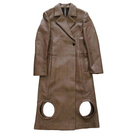 【中古】未使用 20ss FUMIKA_UCHIDA フミカウチダ ラフィア ウェスト パッド チェスターコート ロング ジャケット 34 茶 ブラウン レディース Luxs ブランド古着のリュクス