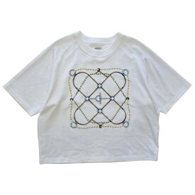 【中古】新品同様 23aw HERMES エルメス FIGURE ARTISTIQUE Tシャツ ラグランスリーブ 半袖 カットソー 40 白 ホワイト フランス製 レディース Luxs ブランド古着のリュクス