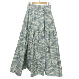 【クーポン+P2倍 1/9〜1/16】【中古】美品 DOUBLE STANDARD CLOTHING ダブルスタンダードクロージング カモフラ柄 フレア マキシスカート 36 グリーン レディース Luxs ブランド古着のリュクス