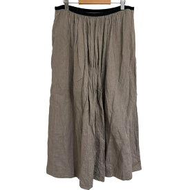【中古】美品 MARGARET HOWELL マーガレットハウエル リネン100％ ミモレ丈 ギャザースカート 2 グレー レディース Luxs ブランド古着のリュクス