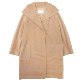 【中古】良品 MAX MARA マックスマーラ 白タグ ウール × カシミヤ ロング コート スタンドカラー 羽織 J42 茶 ブラウン レディース Luxs ブランド古着のリュクス