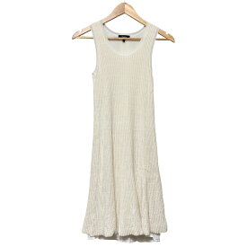 【中古】美品 theory セオリー CLEAN COTTON KNIT OTTOMAN DAY DRESS ノースリーブ リブニットドレス ワンピース S オフホワイト レディース Luxs ブランド古着のリュクス