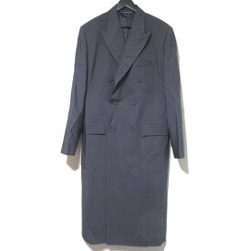 【中古】美品 23AW DIOR HOMME ディオールオム シルクブレンド ダブルブレスト ロング チェスターコート 383C357A5774 サイズ54 グレー メンズ Luxs ブランド古着のリュクス