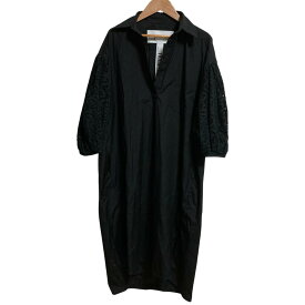 【中古】良品 TICCA ティッカ レースパフスリーブワンピース 七分袖 シャツドレス TBKS-082 F ブラック レディース Luxs ブランド古着のリュクス