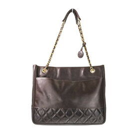 【中古】良品 CHANEL シャネル マトラッセ レザー チェーンショルダーバッグ ブラウン ゴールドカラー金具 レディース Luxs ブランド古着のリュクス