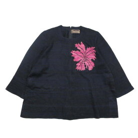 【中古】美品 トヨコサイトウ 斎藤都世子 トップス 花柄 ニット セーター バックジップ トップス カットソー 紺 ネイビー レディース Luxs ブランド古着のリュクス