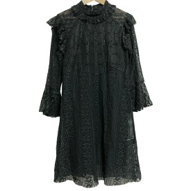 【中古】美品 ANNA SUI アナスイ 長袖 レースワンピース サイズ2 ブラック レディース Luxs ブランド古着のリュクス