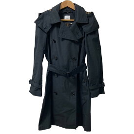 【中古】良品 BURBERRY バーバリー 裏地パイピング ノバチェック 2WAY トレンチコート サイズ36 ブラック レディース Luxs ブランド古着のリュクス