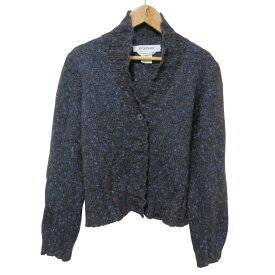 【中古】美品 SPORTMAX スポーツマックス マックスマーラ モヘアブレンド ミックスニット カーディガン M ダークブラウン ブルー レディース Luxs ブランド古着のリュクス