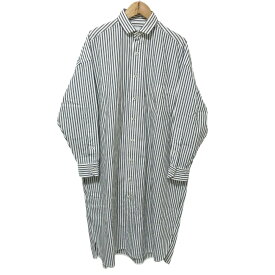 【中古】美品 TICCA ティッカ ストライプ柄 長袖 ロングシャツワンピース F ブラック ホワイト レディース Luxs ブランド古着のリュクス