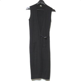 【中古】良品 HERMES エルメス ゴルチエ期 アピベルト ロングニットジレ ベスト サイズ34 チャコールグレー レディース Luxs ブランド古着のリュクス