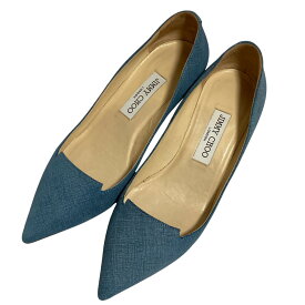 【中古】美品 JIMMY CHOO ジミーチュウ デニム ポインテッドトゥ パンプス サイズ38 25cm相当 ネイビー レディース Luxs ブランド古着のリュクス