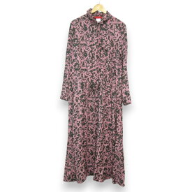 【中古】未使用 MAX&Co. マックス＆コー GLENDA 長袖 ロングシャツワンピース サイズI48 カーキ×ピンク レディース Luxs ブランド古着のリュクス