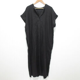 【中古】良品 24SS Spick＆Span スピックアンドスパン リネンカフタンドレス サイズ38 ブラック系 レディース Luxs ブランド古着のリュクス