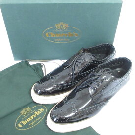 【中古】新品同様 Church's チャーチ ケリー ウイングチップ パテント エスパドリーユ ドレスシューズ サイズ37 23.5cm相当 ブラック レディース Luxs ブランド古着のリュクス