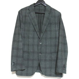 【中古】美品 LARDINI ラルディーニ チェック柄 ウール シングル 段返り3B テーラードジャケット サイズ48 グレー メンズ Luxs ブランド古着のリュクス